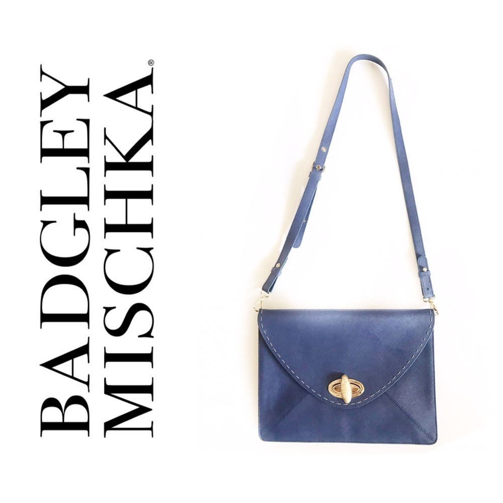 Gorgeous Badgley Mischka Blue Envelope Crossbody Bag Purse